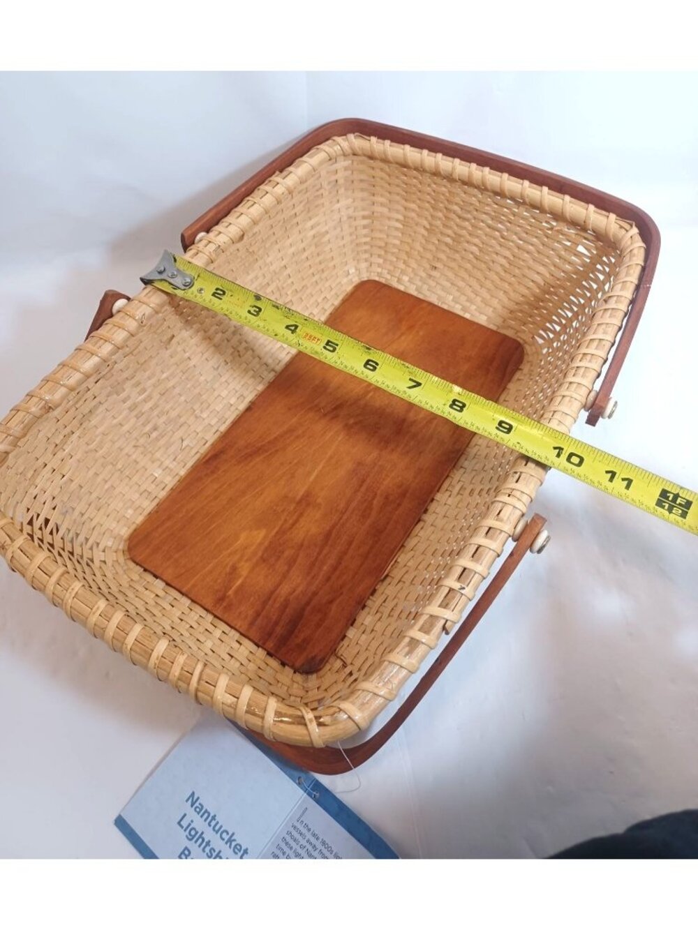 Vtg handcrafted Nantucket Gathering Basket Double Swing Handles 14”x10”x4” NOS N - Picture 5 of 12